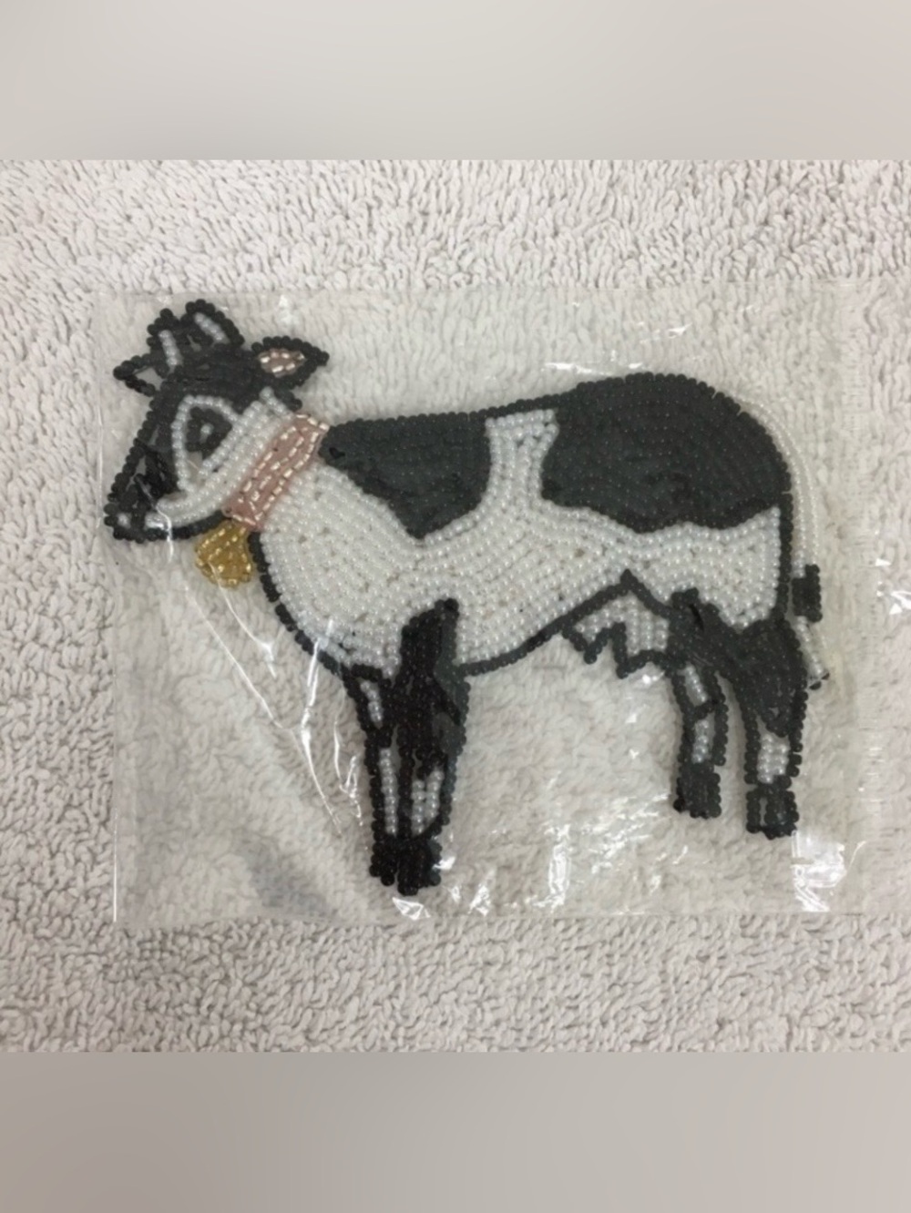 New Vintage 90’s Small Black White Cow Beaded Appliqué Retro Girlhoodcore Rodeo